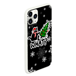 Чехол для iPhone 11 Pro Max матовый What котик роняет ёлку - фото 2