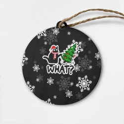 Деревянная игрушка круг What котик роняет ёлку