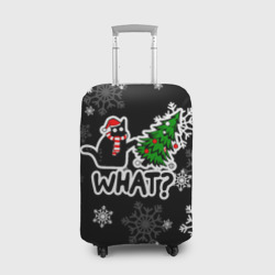 Чехол для чемодана 3D What котик роняет ёлку