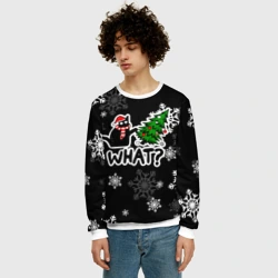 Мужской свитшот 3D What котик роняет ёлку - фото 2