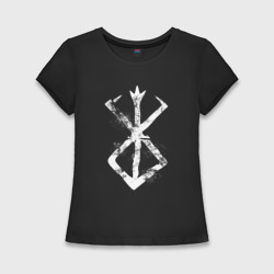 Женская футболка хлопок Slim Берсерк аниме - белый гранж