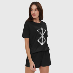 Женская пижама с шортиками хлопок Берсерк аниме - белый гранж - фото 2