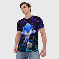Мужская футболка 3D Sonic неоновый мрамор - фото 2