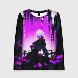 Женский лонгслив 3D Люси нетраннер - фиолетовый