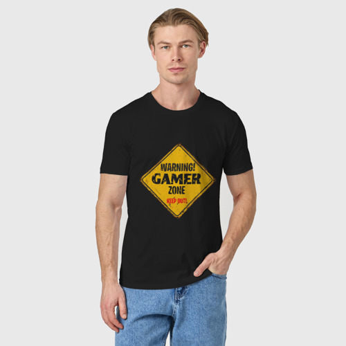 Мужская футболка хлопок Gamer zone - keep out, цвет черный - фото 3