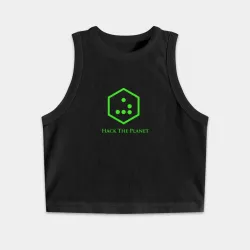 Женская укороченная майка-топ хлопок Hack the planet