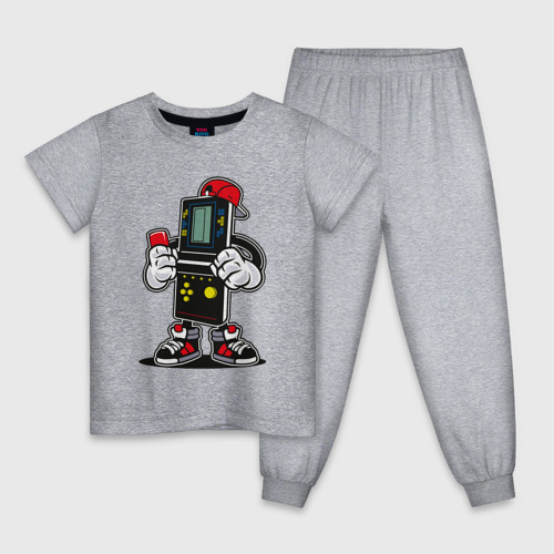 Детская пижама хлопок с принтом Game brick - tetris 90, вид спереди #2