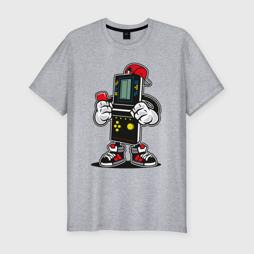 Мужская футболка хлопок Slim с принтом Game brick - tetris 90, вид спереди #2