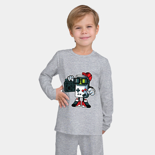 Детская пижама с лонгсливом хлопок Nintendo - game boy, цвет меланж - фото 3