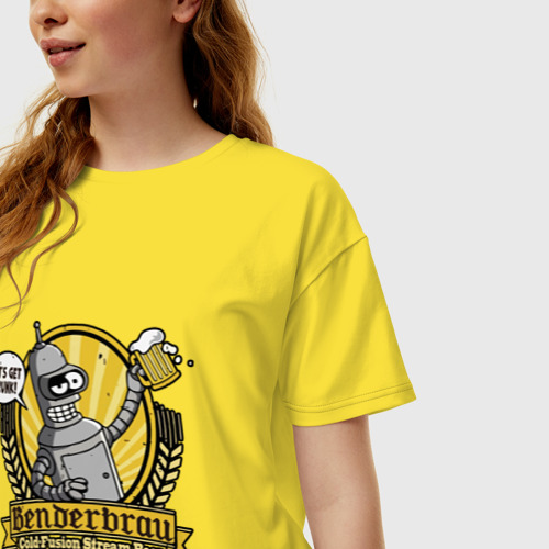 Женская футболка хлопок Oversize Benderbrau premium beer, цвет желтый - фото 3