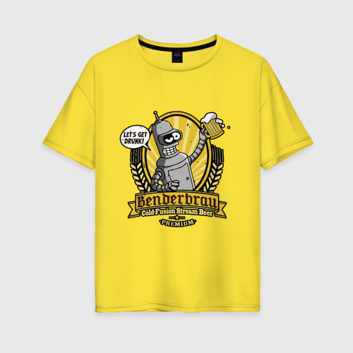 Женская футболка хлопок Oversize Benderbrau premium beer, цвет желтый