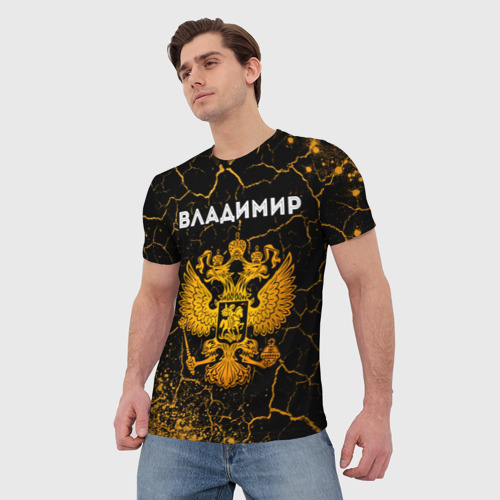 Мужская футболка 3D Владимир и зологой герб РФ, цвет 3D печать - фото 3
