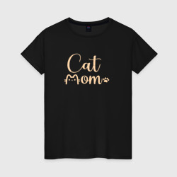 Женская футболка хлопок Cat mom кошатница