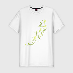 Мужская футболка хлопок Slim Тропические листья разлетаются