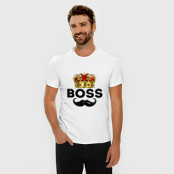 Мужская футболка хлопок Slim Boss и корона с усами - фото 2
