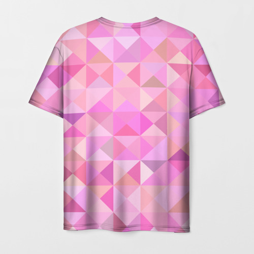 Мужская футболка 3D с принтом Барби - логотип на геометрическом фоне, вид сзади #1