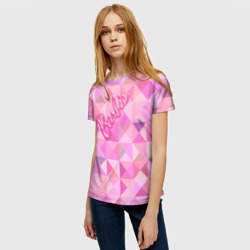 Женская футболка 3D Барби - логотип на геометрическом фоне - фото 2