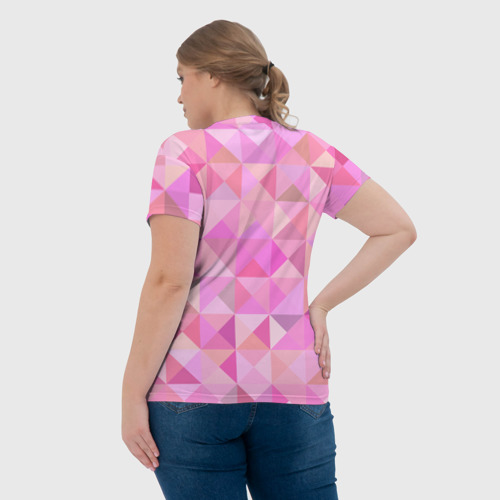 Женская футболка 3D Барби - логотип на геометрическом фоне, цвет 3D печать - фото 7