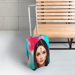 Чехол для чемодана 3D Нейросеть - индийская девушка в акварели - фото 2