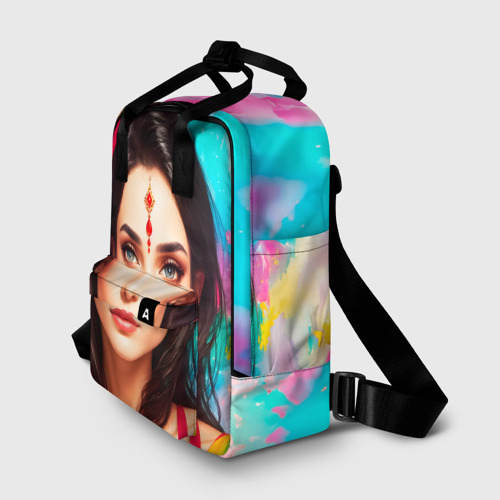 Женский рюкзак 3D Нейросеть - индийская девушка в акварели - фото 2