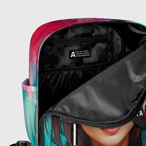 Женский рюкзак 3D Нейросеть - индийская девушка в акварели - фото 6
