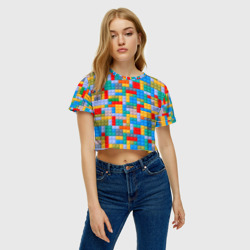 Женская футболка Crop-top 3D Детский конструктор - текстура - фото 2