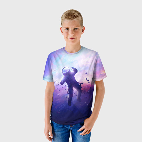 Детская футболка 3D Космонавт в безвоздушном пространстве, цвет 3D печать - фото 3