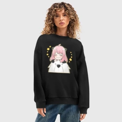 Женский свитшот oversize без начеса хлопок Бонд и Аня - Семья шпиона - фото 2