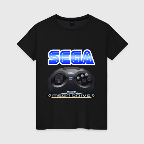 Женская футболка хлопок с принтом Sega - mega drive joystick, вид спереди #2