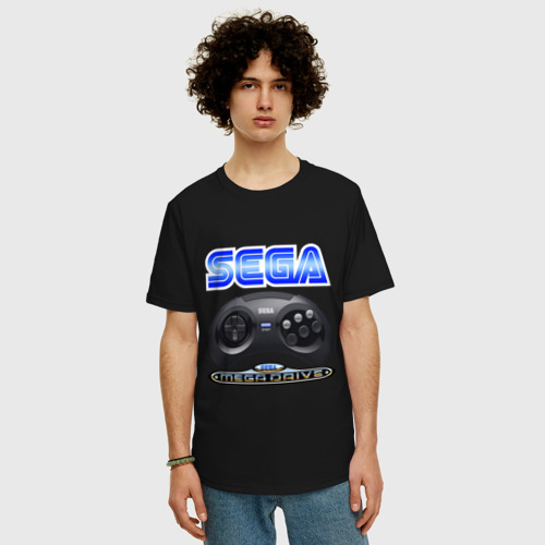 Мужская футболка хлопок Oversize с принтом Sega - mega drive joystick, фото на моделе #1