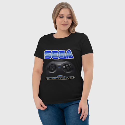 Женская футболка хлопок с принтом Sega - mega drive joystick, фото #4