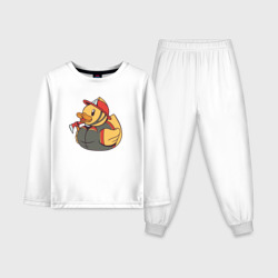 Детская пижама с лонгсливом хлопок Резиновая утка пожарный