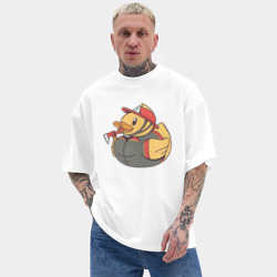 Мужская футболка Oversize хлопок texturе Резиновая утка пожарный - фото 2
