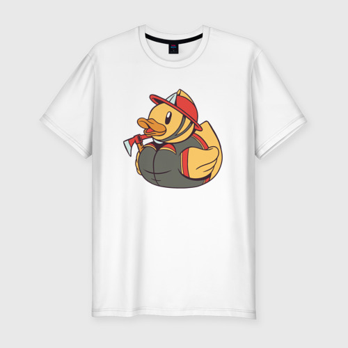 Мужская футболка хлопок Slim Резиновая утка пожарный, цвет белый