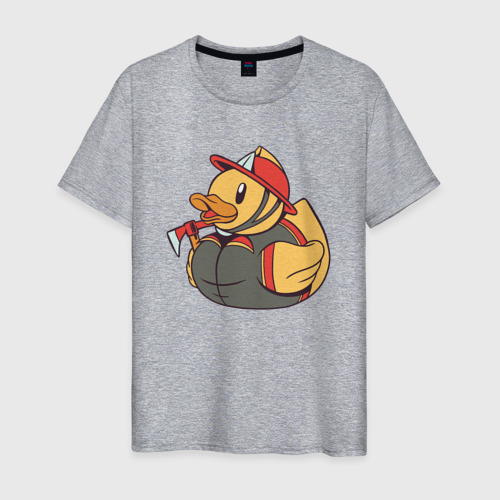 Мужская футболка хлопок Резиновая утка пожарный, цвет меланж