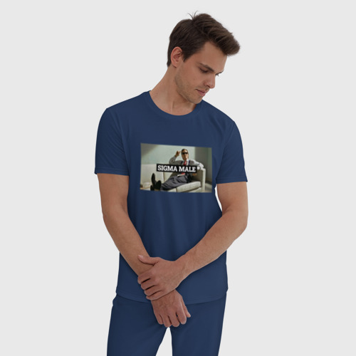 Мужская пижама хлопок Sigma male - Бэйтман, цвет темно-синий - фото 3