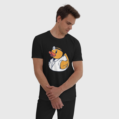 Мужская пижама хлопок Резиновая утка доктор, цвет черный - фото 3
