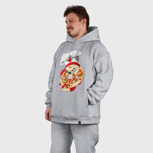 Мужской костюм oversize хлопок с принтом Череп-повар и пицца, фото #5