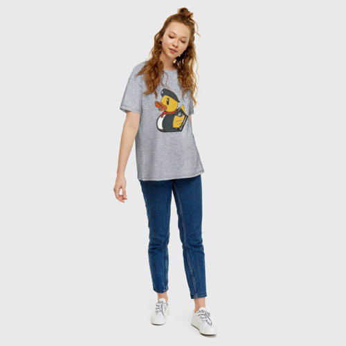 Женская футболка хлопок Oversize Резиновая утка режиссер, цвет меланж - фото 5