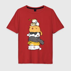 Мужская футболка хлопок Oversize Пирамидка из котиков