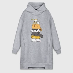 Платье-худи хлопок Пирамидка из  милых аниме котиков