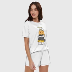 Женская пижама с шортиками хлопок Пирамидка из  милых аниме котиков - фото 2