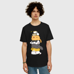 Мужская футболка хлопок Oversize Пирамидка из  милых аниме котиков - фото 2