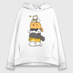 Женское худи Oversize хлопок Пирамидка из  милых аниме котиков
