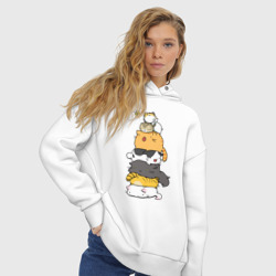 Женское худи Oversize хлопок Пирамидка из  милых аниме котиков - фото 2