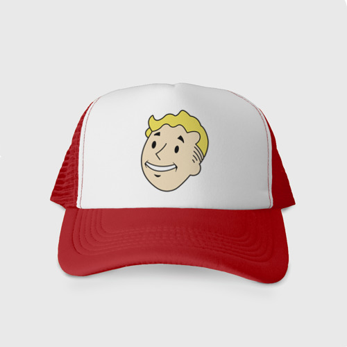 Кепка тракер с сеткой Vault boy head, цвет красный