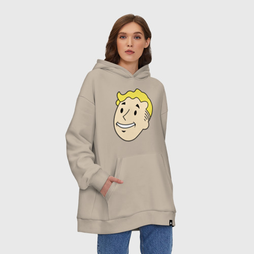 Худи SuperOversize хлопок Vault boy head, цвет миндальный - фото 4