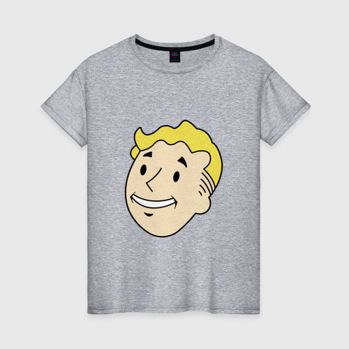 Женская футболка хлопок Vault boy head, цвет меланж