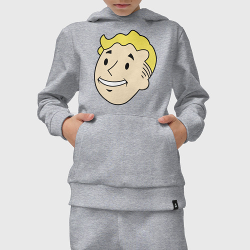 Детский костюм с толстовкой хлопок Vault boy head, цвет меланж - фото 5