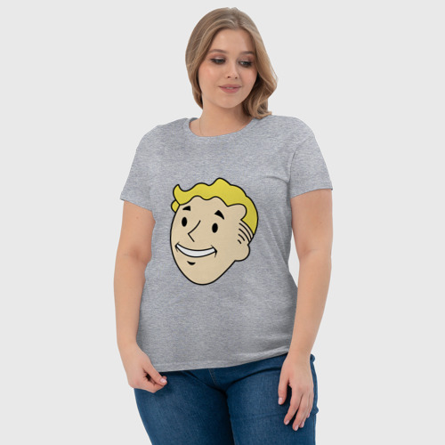 Женская футболка хлопок Vault boy head, цвет меланж - фото 6